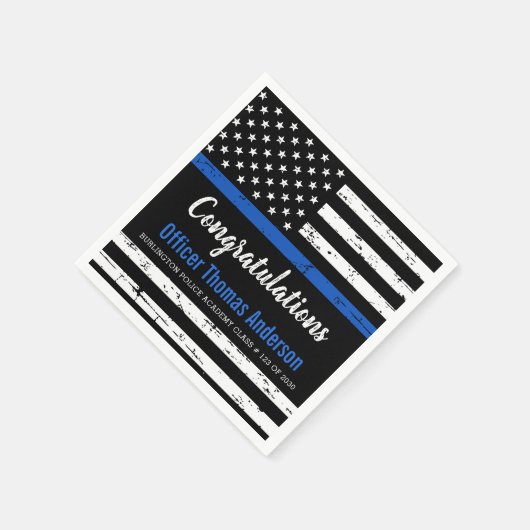 Politieacademie Thin Blue Line Flag Servet (Hoek)