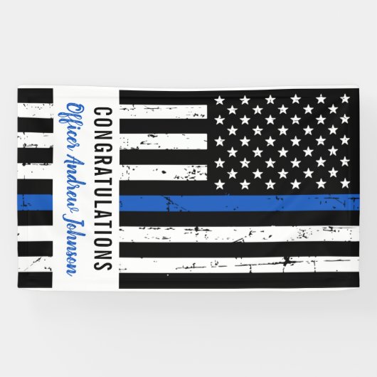 Politieacademie Thin Blue Line Spandoek (Horizontaal)