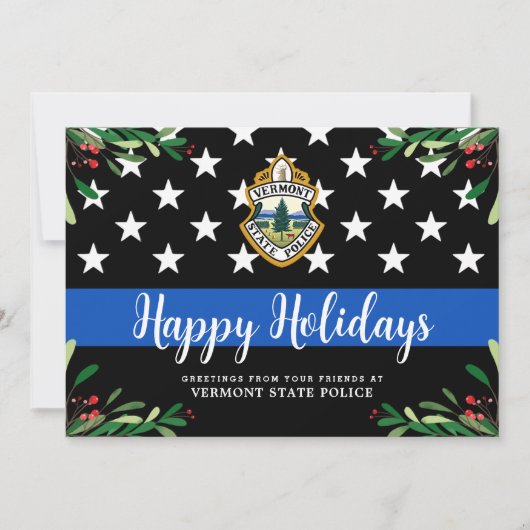 Politieafdeling Aangepaste Logo Thin Blue Line Feestdagenkaart (Voorkant)