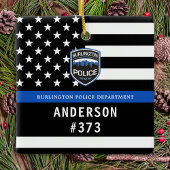 Politieafdeling Blue Custom Logo Law Enforcement Keramisch Ornament