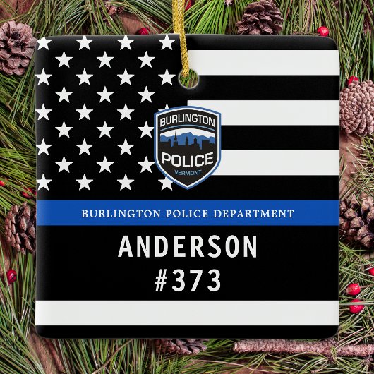 Politieafdeling Blue Custom Logo Law Enforcement Keramisch Ornament