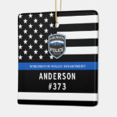 Politieafdeling Blue Custom Logo Law Enforcement Keramisch Ornament (Links)