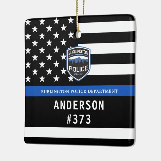 Politieafdeling Blue Custom Logo Law Enforcement Keramisch Ornament (Links)