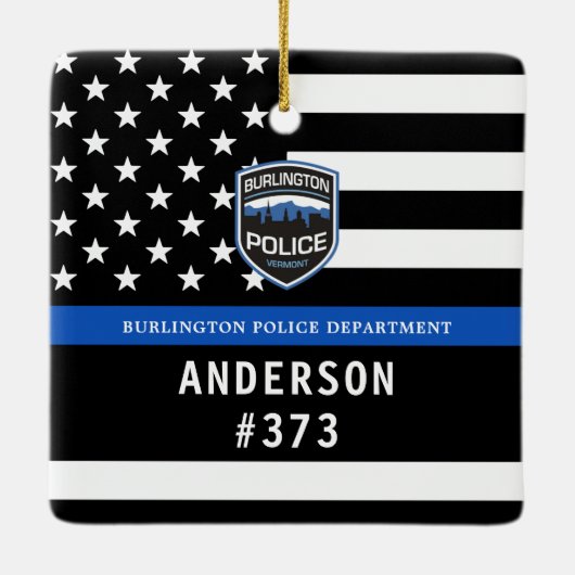 Politieafdeling Blue Custom Logo Law Enforcement Keramisch Ornament (Achterkant)