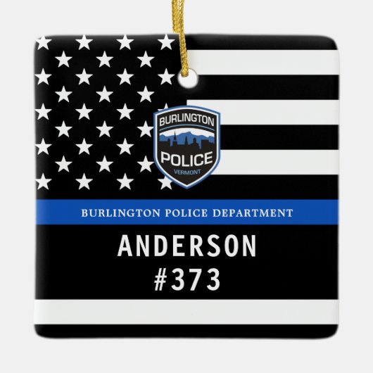 Politieafdeling Blue Custom Logo Law Enforcement Keramisch Ornament (Voorkant)