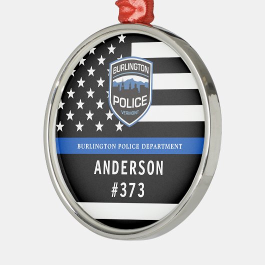 Politieafdeling Douane Logo Blue Law Enforcement Metalen Ornament (Links)