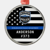 Politieafdeling Douane Logo Blue Law Enforcement Metalen Ornament (Voorkant)