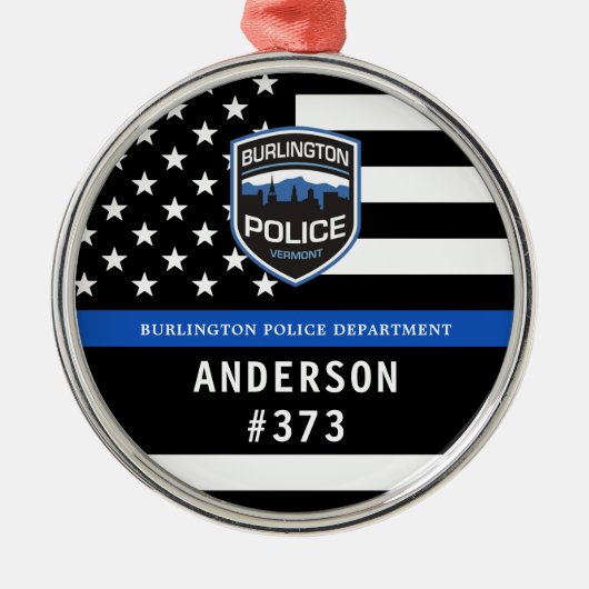 Politieafdeling Douane Logo Blue Law Enforcement Metalen Ornament (Voorkant)