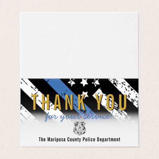 Politieafdeling Thin Blue Line Dank u Visitekaartje (Buitenkant ongevouwen)