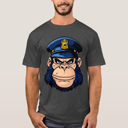 Politieagent aap T-shirt (Voorkant)