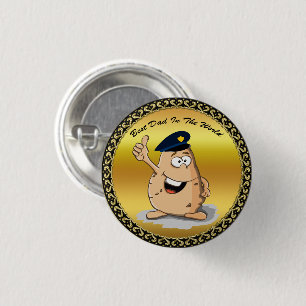 Politieagent aardappel met blauw pet van de politi ronde button 3,2 cm