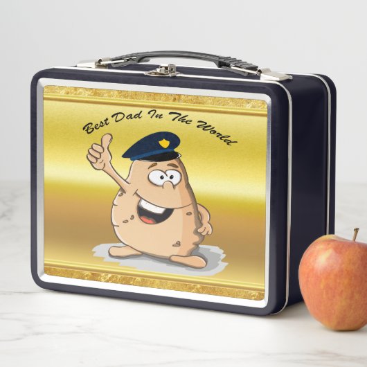 Politieagent aardappelen met blauw pet (In situ)