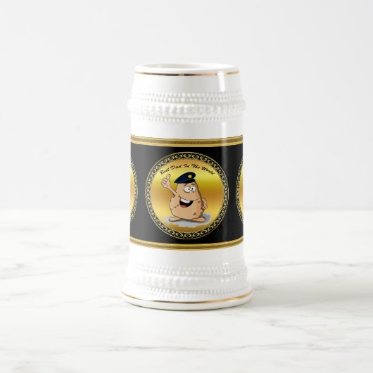 Politieagent aardappelen met blauw pet bierpul (Center)