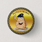 Politieagent aardappelen met blauw pet ronde button 3,2 cm (Voorkant)