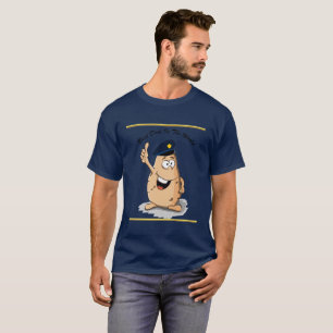 Politieagent aardappelen met blauw pet t-shirt