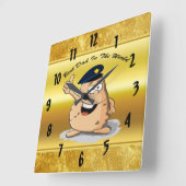 Politieagent aardappelen met blauw pet vierkante klok (Hoek)