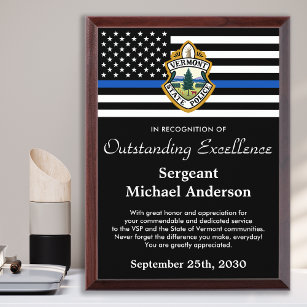 Politieagent Afdeling Logo Thin Blue Line Troffee Gedenkplaat