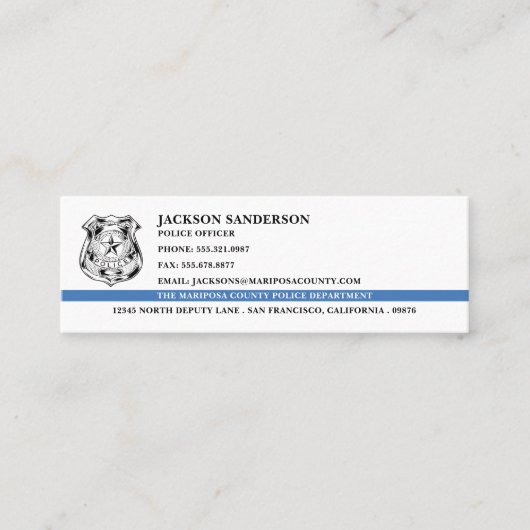 Politieagent Afdeling Rechtshandhaving Logo Mini Visitekaartje (Voorkant)