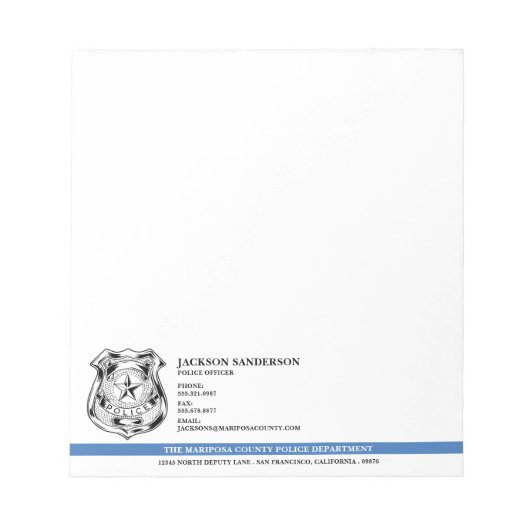 Politieagent Afdeling Rechtshandhaving Logo Notitieblok (Voorkant)