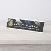 Politieagent afdeling Thin Blue Line Logo Bureau Naambordje (Voorkant)