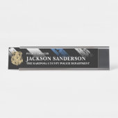 Politieagent afdeling Thin Blue Line Logo Bureau Naambordje (Voorkant)