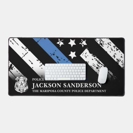 Politieagent afdeling Thin Blue Line Logo Bureaumat (Keyboard & Muis)