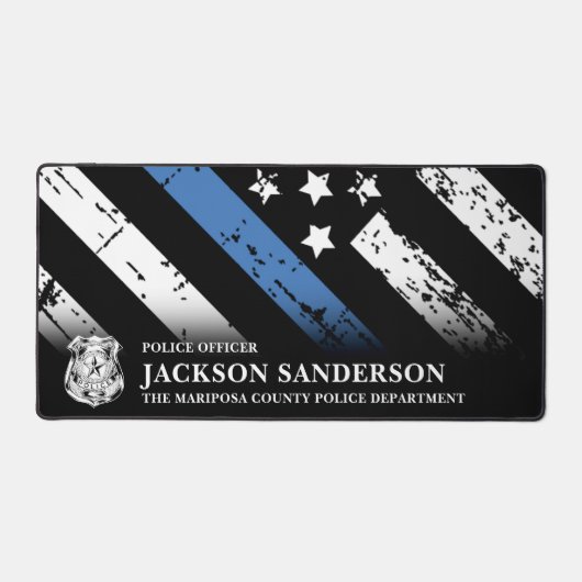 Politieagent afdeling Thin Blue Line Logo Bureaumat (Voorkant)