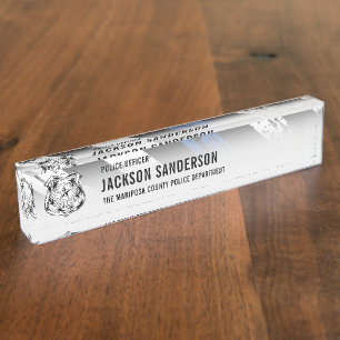 Politieagent afdeling Thin Blue Line Logo Naambordje