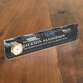 Politieagent afdeling Thin Blue Line Logo Naambordje (Zijkant)