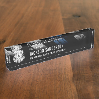 Politieagent afdeling Thin Blue Line Logo Naambordje