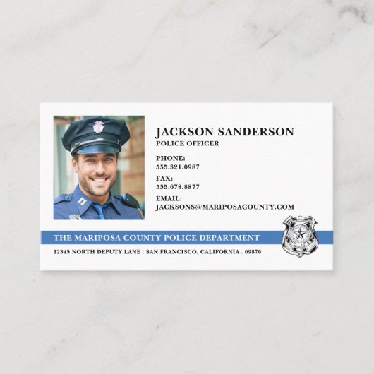 Politieagent afdeling wetshandhaving Foto Visitekaartje (Voorkant)