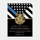 Politieagent Afstuderen Blauwe Lijn Vlag Welkom Acryl Bord (Voorkant)