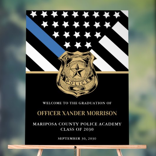 Politieagent Afstuderen Blauwe Lijn Vlag Welkom Acryl Bord (Neutraal)