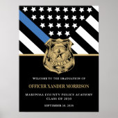 Politieagent Afstuderen Blauwe Lijn Vlag Welkom Poster (Voorkant)