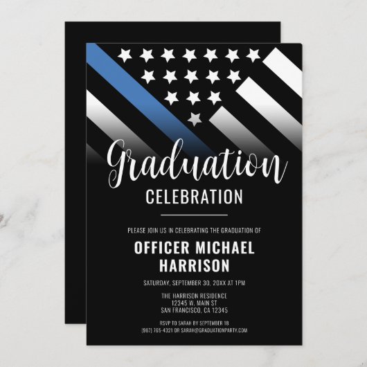 Politieagent Afstuderen Rechtshandhaving Kaart (Voorkant / Achterkant)