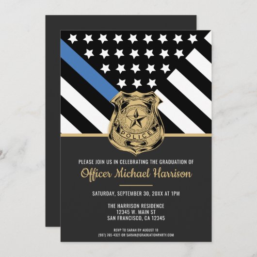 Politieagent Afstuderen Rechtshandhaving Kaart (Voorkant / Achterkant)