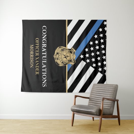 Politieagent Afstuderen Rechtshandhaving Wandkleed (In Situ (horizontaal))