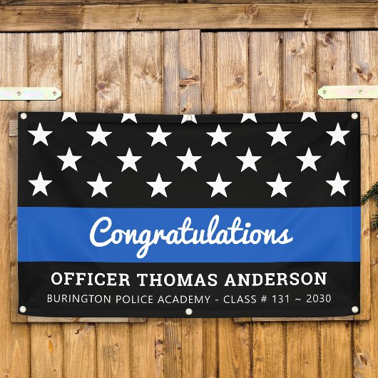 Politieagent Afstuderen Thin Blue Line Party Spandoek