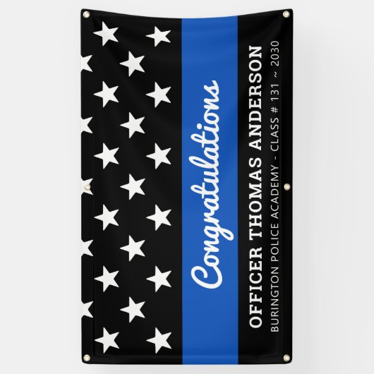 Politieagent Afstuderen Thin Blue Line Party Spandoek (Verticaal)
