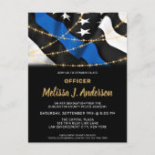 Politieagent Afstuderen Thin Blue Line Party Uitnodiging Briefkaart (Voorkant)