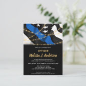 Politieagent Afstuderen Thin Blue Line Party Uitnodiging Briefkaart (Staand voorkant)