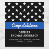 Politieagent Afstuderen Thin Blue Line Party Wijn Etiket (Enkel label)
