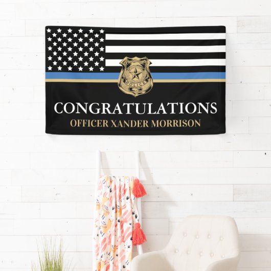 Politieagent Afstuderen Thin Blue Line Spandoek (Insitu)