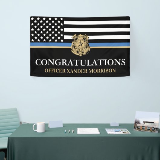 Politieagent Afstuderen Thin Blue Line Spandoek (Beurs)