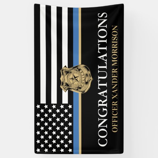 Politieagent Afstuderen Thin Blue Line Spandoek (Verticaal)