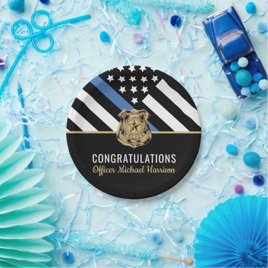 Politieagent — Afstuderen voor rechtshandhaving Papieren Bordje (Feest)