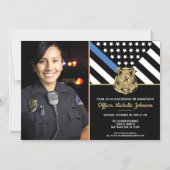 Politieagent Afstuderen wetshandhaving Foto Magnetische Uitnodiging (Voorkant)