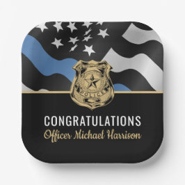 Politieagent Afstuderen Wetshandhavingsvlag Papieren Bordje