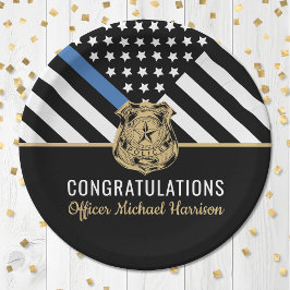 Politieagent Afstuderen Wetshandhavingsvlag Papieren Bordje