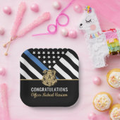 Politieagent Afstuderen Wetshandhavingsvlag Papieren Bordje (Feest)